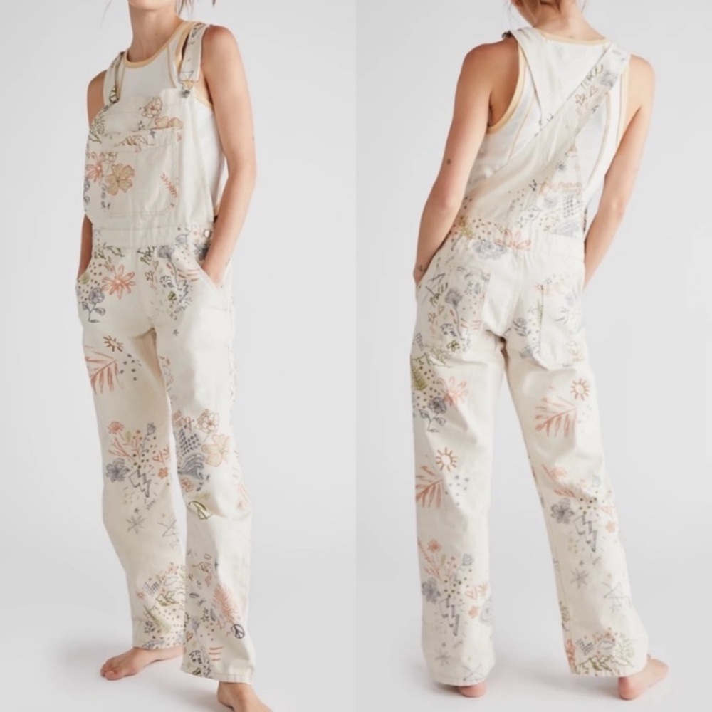 Free People We The Doodle Daze Free Harmony Ziggy Denim Overalls